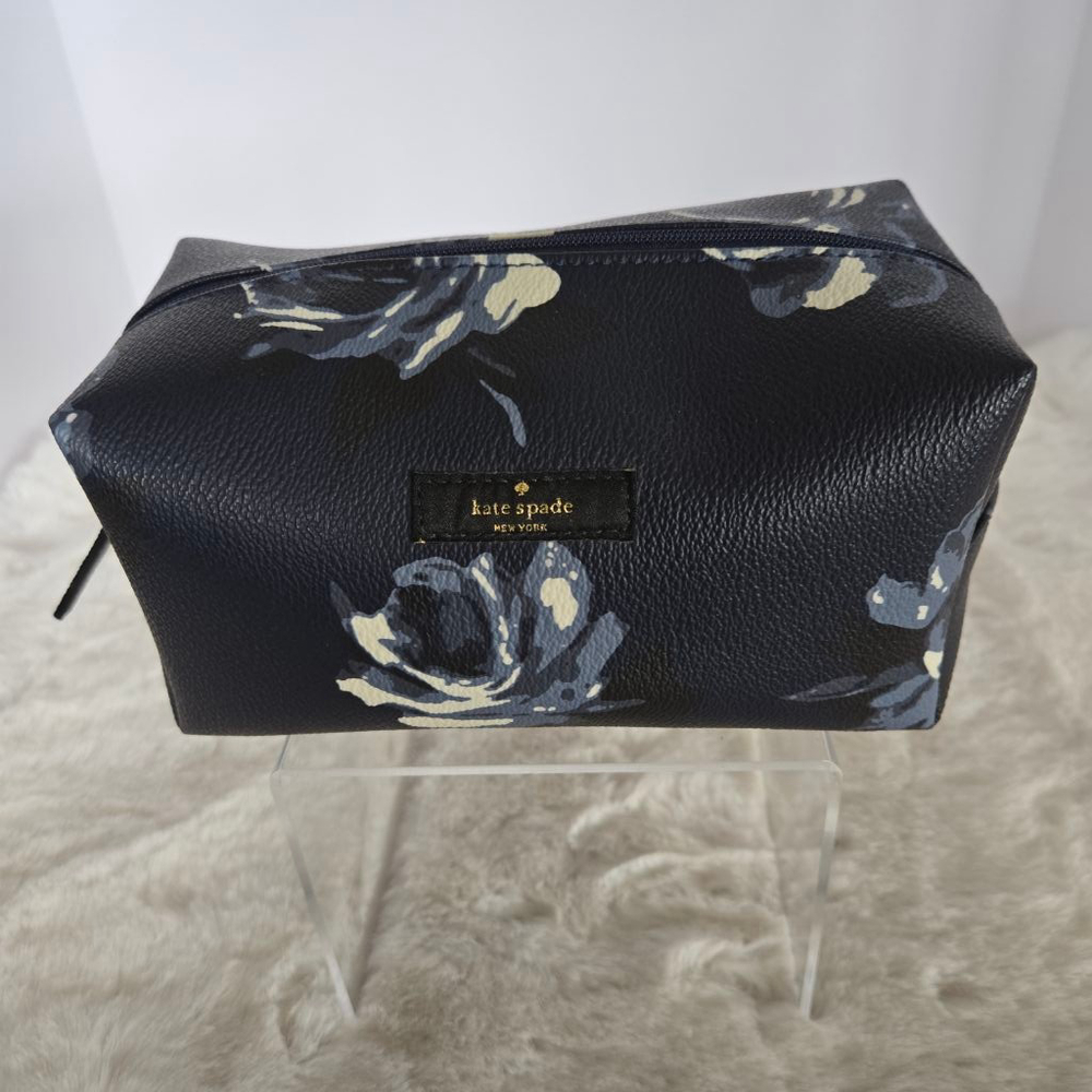 Women's Kate Spade Night Rose Blue Floral Print Cosmetic Bag Davie Medium